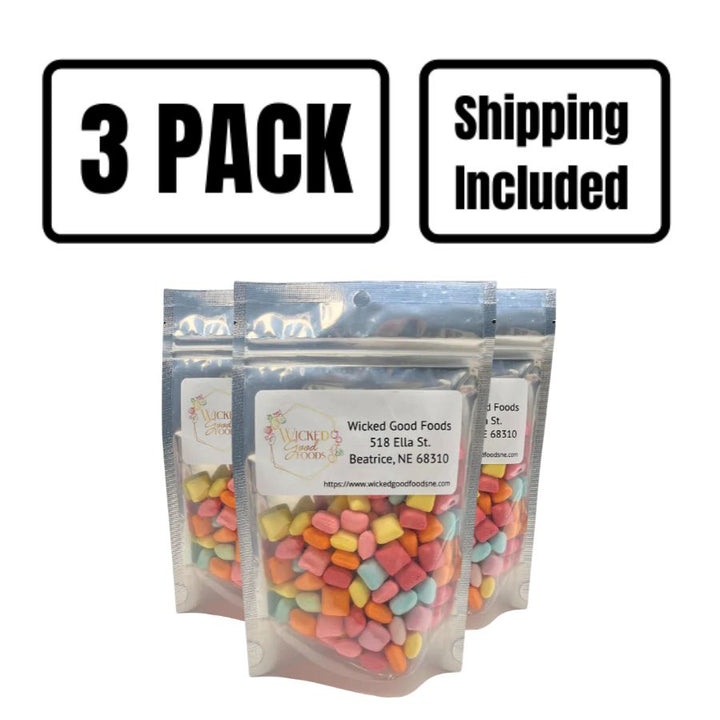 A three pack of freeze dried Starlight Crunch Bites on a white background