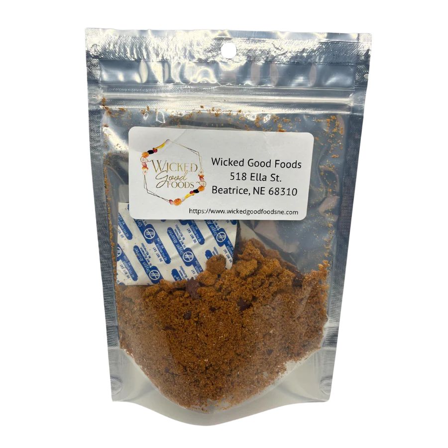 A bag of freeze dried Chili on a white background