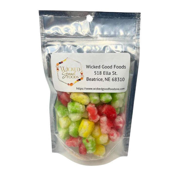 A bag of freeze dried Colorful Clouds on a white background
