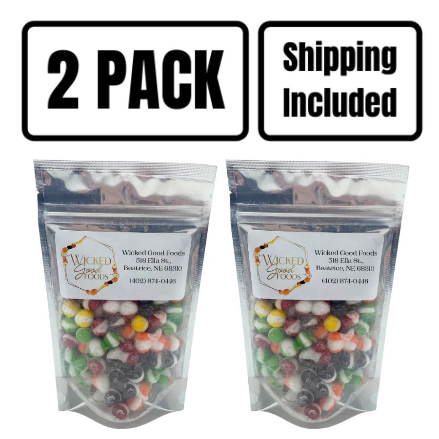 A two pack of freeze dried Frittles on a white background