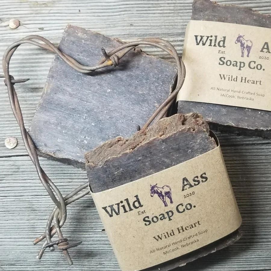 Wild Ass Soap Co: Wild Heart Soap on a wooden table