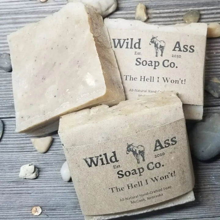Wild Ass Soap Co: The Hell I Won't Soap on a wooden table