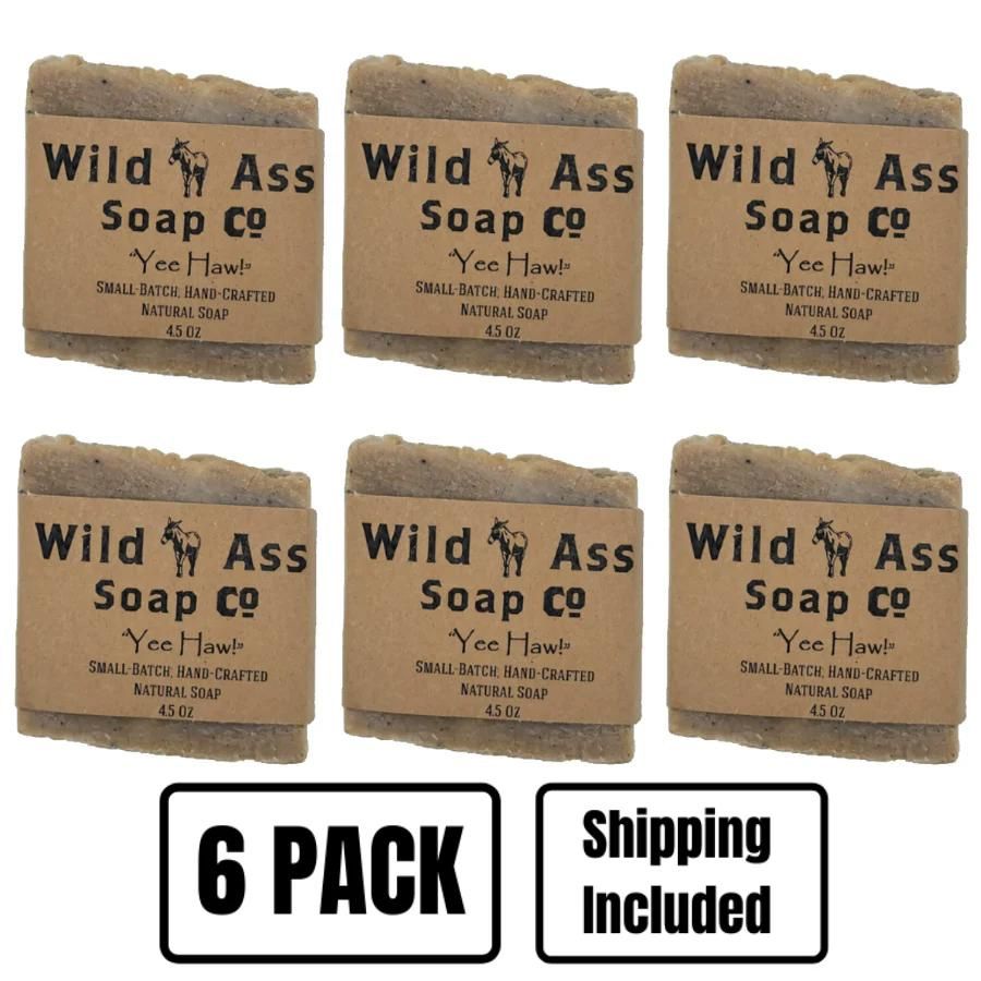 A six pack of Wild Ass Soap Co: Yee Haw Soap on a white background