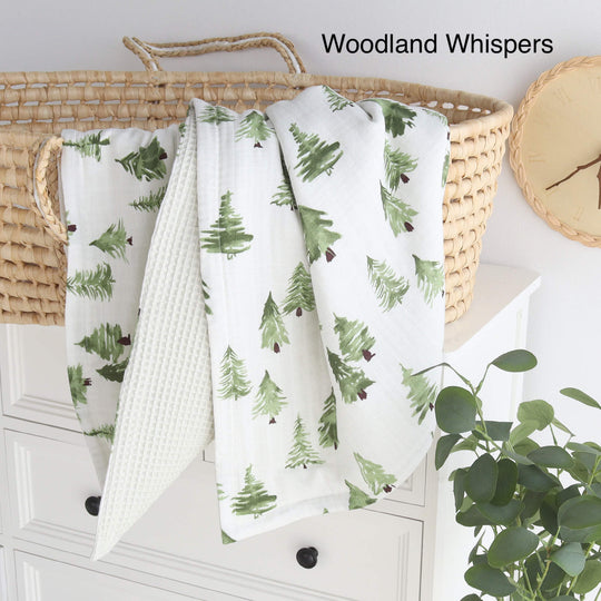 Baby Blanket | Waffle & Muslin Collection | Growing Sprouts
