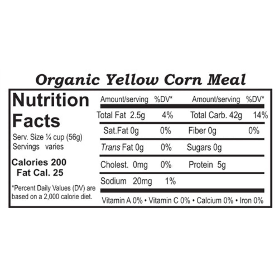 Nutrition Label For Organic Yellow Cornmeal