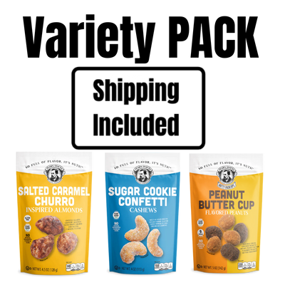 Mixed Nut Variety Pack For A Sweet Tooth  | Sugar Cookie Confetti Cashews, Salted Caramel Churro Almonds, & Peanut Butter Cup Peanuts | Sweet, Healthy Snack |  Shipping Included
