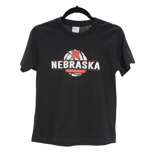 Youth Nebraska Volleyball T-Shirt | Black | Multiple Sizes | Lou's Sporting Goods | 25N7YBT