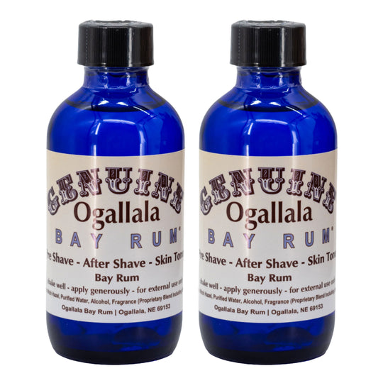 Two bottles of Ogallala Bay Rum on a white background