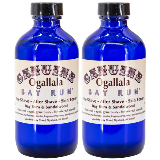 Two bottles of Ogallala Bay Rum on a white background