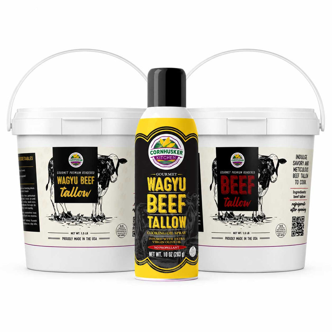 Beef Tallow Bundle | Wagyu Beef & Beef Tallow Bucket with Beef Tallow Spray | Cornhusker Kitchen
