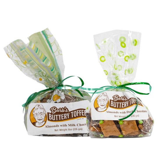 Homemade Almond Toffee Bundle | 8 oz | Milk and Dark Chocolate | Barb's Buttery Toffee