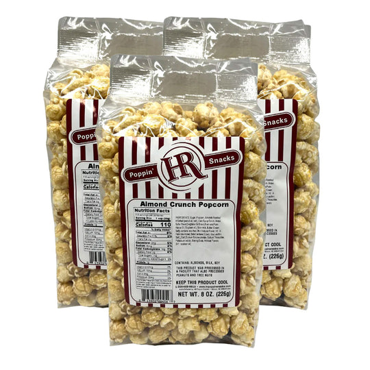 Almond Crunch Popcorn | Pack of 3 | 8 oz | HR Poppin' Snacks
