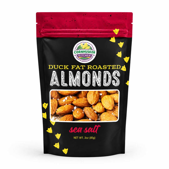 Duck Fat & Sea Salt Roasted Almonds | Pack of 2 | 3 oz | Cornhusker Kitchen