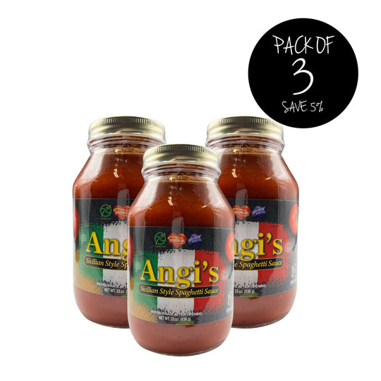 Angi's Sicilian Style Spaghetti Sauce | Pack of 3 | Healthy Spaghetti Sauce | Gluten, Allergen, & Cholesterol Free | Nebraska Spaghetti Sauce