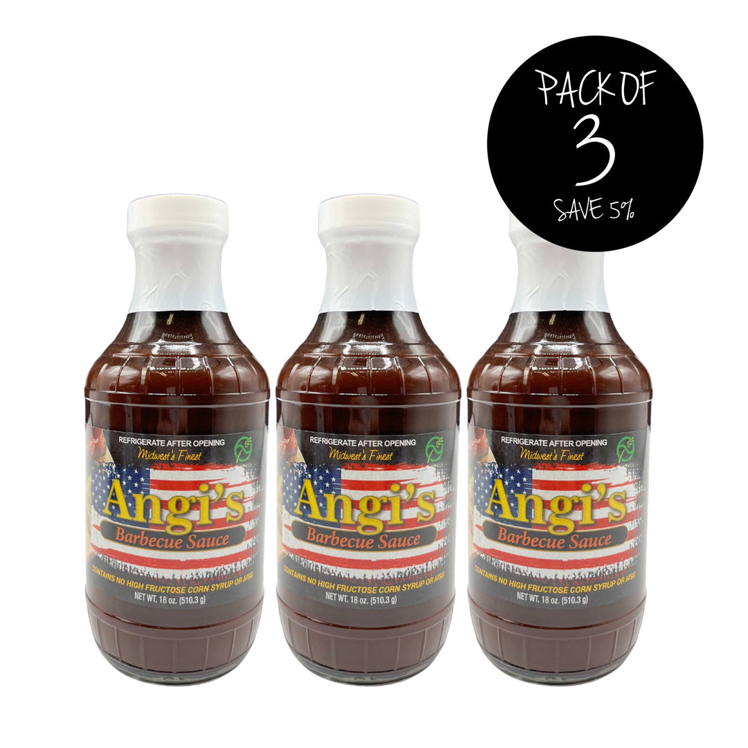 Angi's Barbecue Sauce | Pack of 3 | 18 oz. Bottle | Midwest's Finest Barbecue Sauce | Sweet & Spicy Tang | Smoky Wing & Dipping Sauce | Gluten Free | No MSG