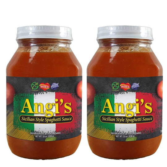 Angi's Sicilian Style Spaghetti Sauce | Pack of 2 | 33 oz | Gluten Free | Brenmar