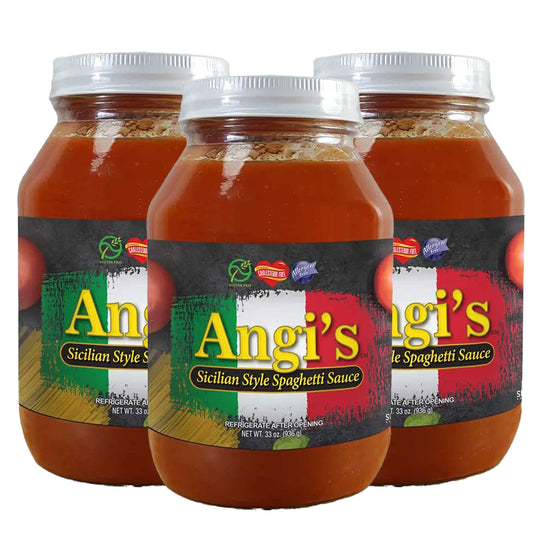 Angi's Sicilian Style Spaghetti Sauce | Pack of 3 | 33 oz | Gluten Free | Brenmar