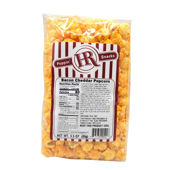 Bacon Cheddar Popcorn | 3.5 oz | Savory Cheese With Hints of Smoky Bacon | HR Poppin' Snacks | Made in Gibbon, NE