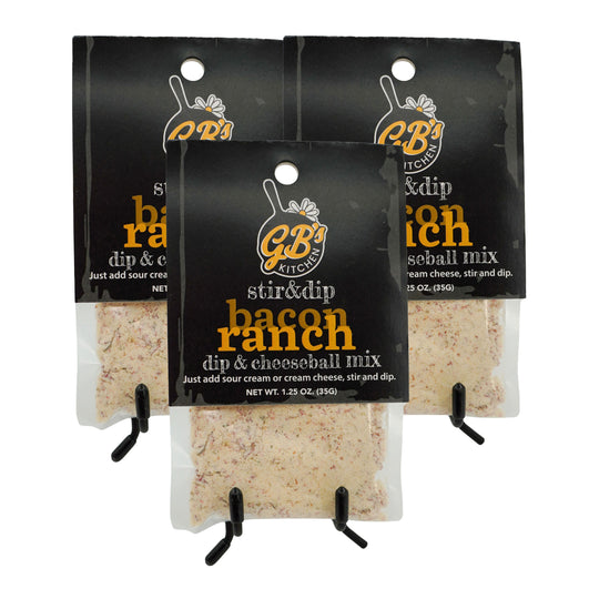 Bacon Ranch Dip & Cheeseball Mix | Pack of 3 | 1.25 oz | GB's Kitchen