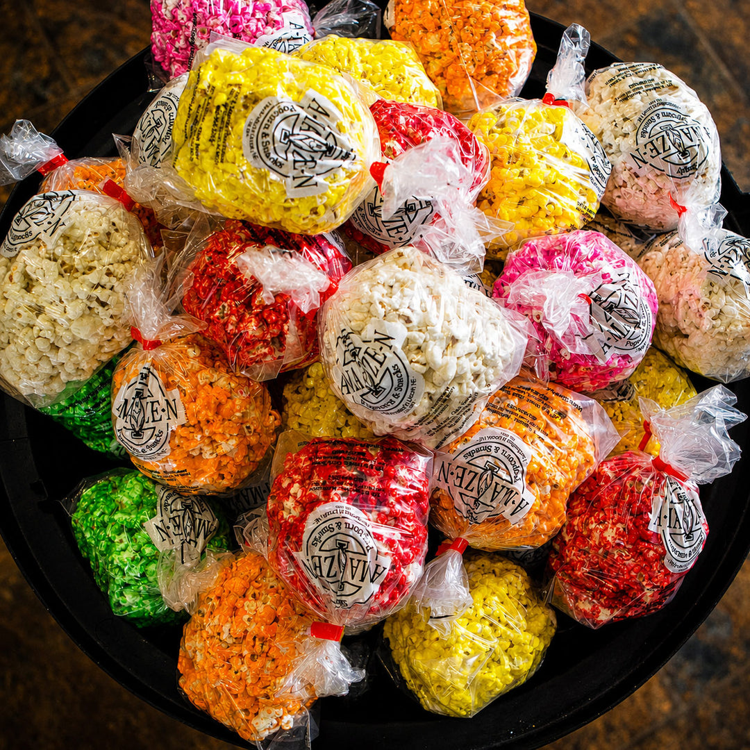 Colored popcorn balls