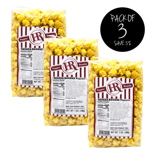 Banana Popcorn | 7 oz. | 3 Pack | Ripe Banana Infused Kernels | Made in Gibbon, NE | HR Poppin' Snacks