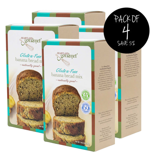 Gluten Free Banana Bread Mix | Pack of 4 | 16 oz | Heartland Gourmet | 2027