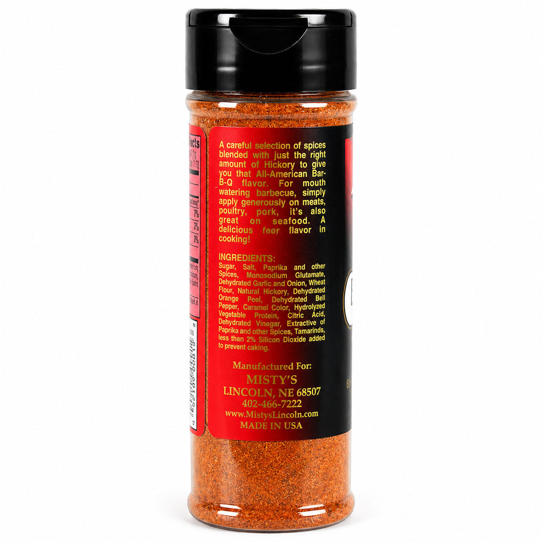 Spice container with red label on a white background