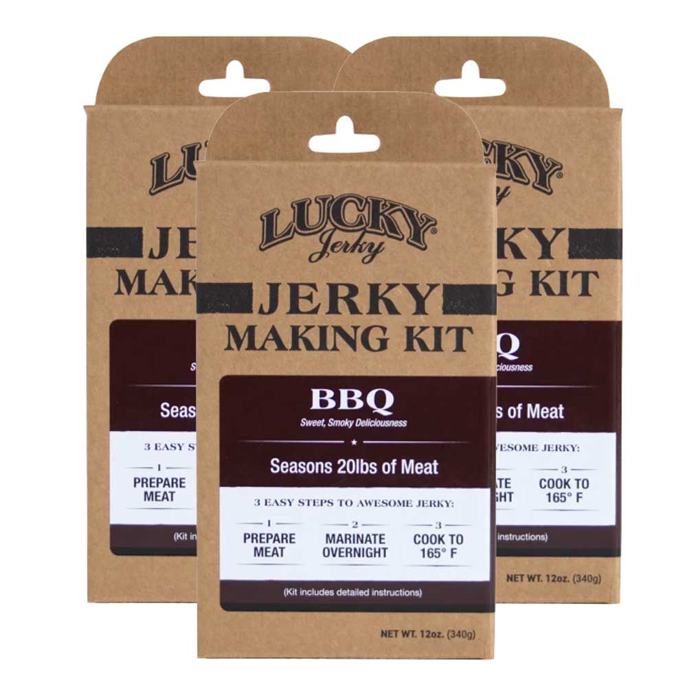 Lucky Jerky Making Kit packaging with 'BBQ' flavor on a white background