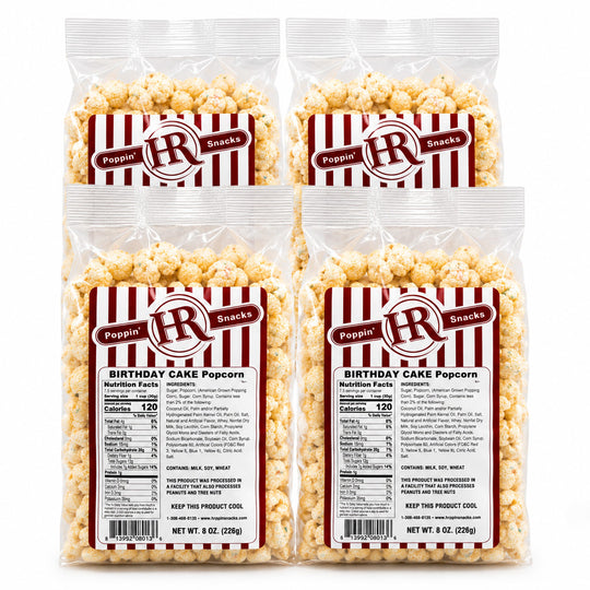 Birthday Cake Popcorn | Pack of 4 | 6.3 oz | HR Poppin' Snacks