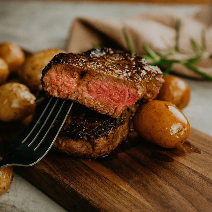 Filet Mignon | 4 - 6 oz. Steaks | Nebraska Bison | 100% All Natural Bison Meat | Lean With Great Flavor | Shipping Included | The Most Tender Cut Of Meat | Less Fat & Cholesterol Compared To Other Meat | Tender & Full Of Flavor | Top Notch Steak Dinner