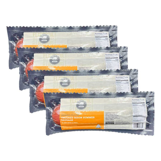 Original Bison Summer Sausage | Pack of 4 | 7-8 oz | Nebraska Bison