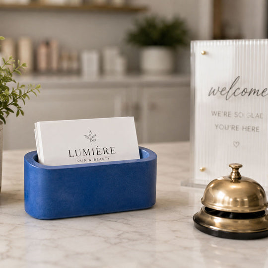 Blue Business Card Holder on front calendar