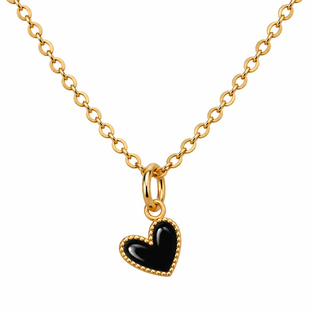 black enamel heart necklace
