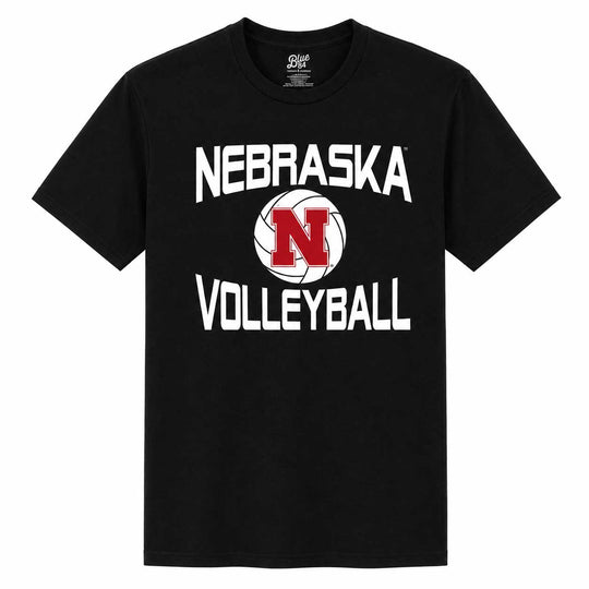 Unisex Nebraska Volleyball Black T-Shirt | Multiple Sizes | Blue 84