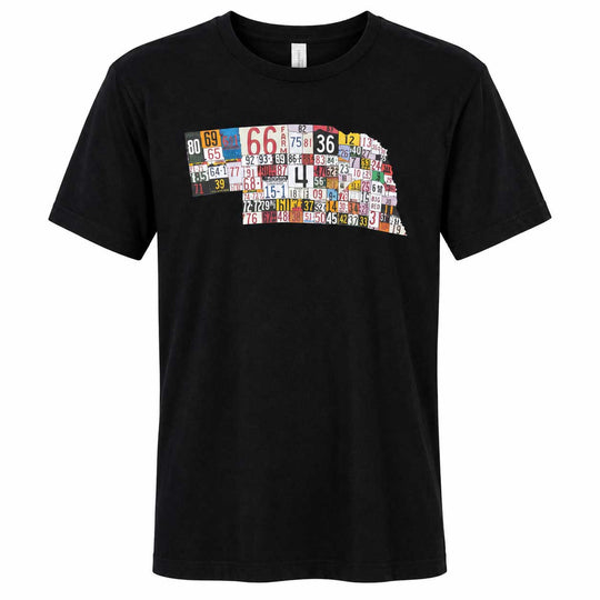 Black License Plate Nebraska T-Shirt