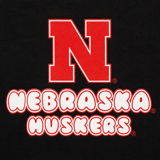 Red 'N' and 'Nebraska Huskers' text on a black background