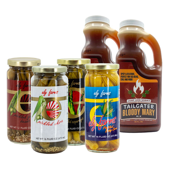 Bloody Mary Bundle Pack | Bloody Mary, Pickled Asparagus, Green Beans, Baby Corn, & Okra | Ely Farms