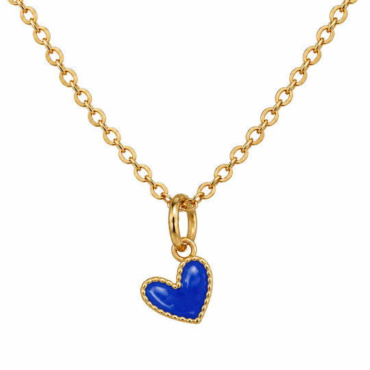 royal blue enamel heart necklace