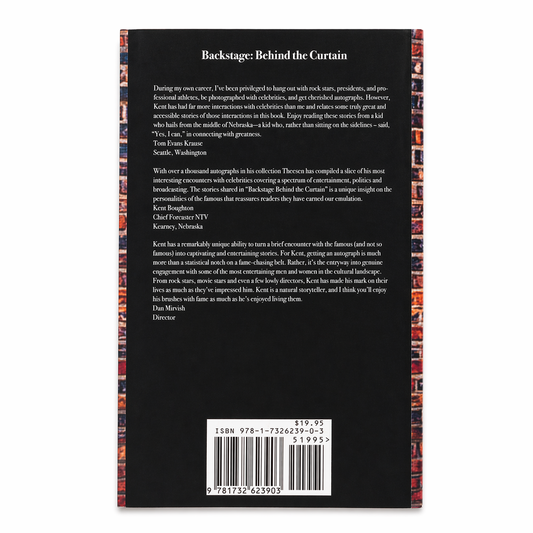 Back cover of a book with text and a barcode on a black background