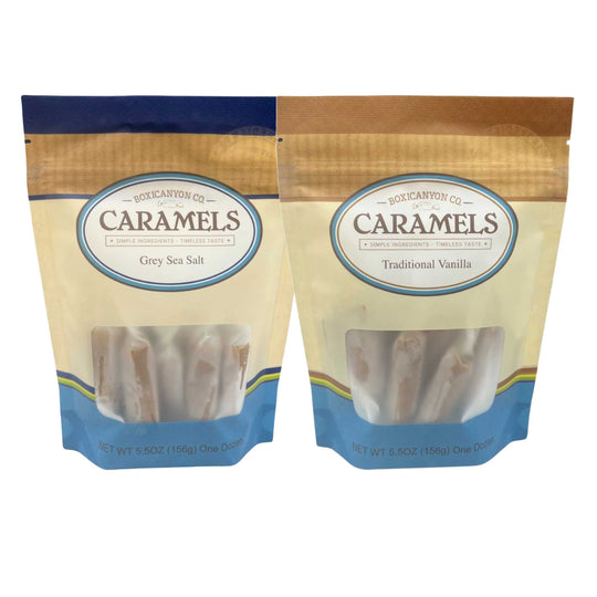 Caramel Bundle Pack | 24 Caramels | Vanilla & Grey Sea Salt | Boxicanyon Caramels