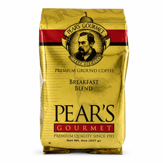 Pear's Gourmet premium ground coffee package on a white background