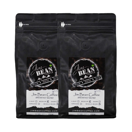 Breakfast Blend Ground Medium Roast Coffee | Pack of 2 | 14 oz | Jim Bean Coffee