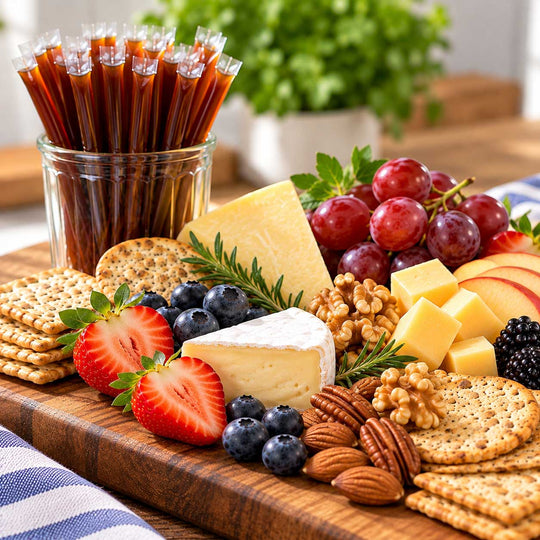 Buckwheat honey sticks with charcuterie board