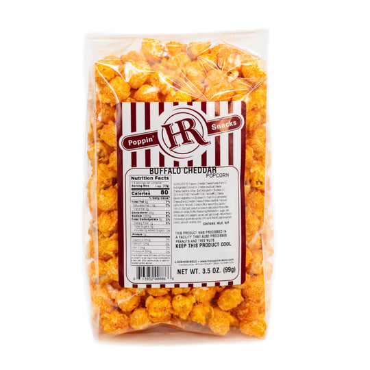 Buffalo Cheddar Popcorn | 3.5 oz | Made in Small Batches | Party Popcorn | Ready to Eat | HR Poppin' Snacks