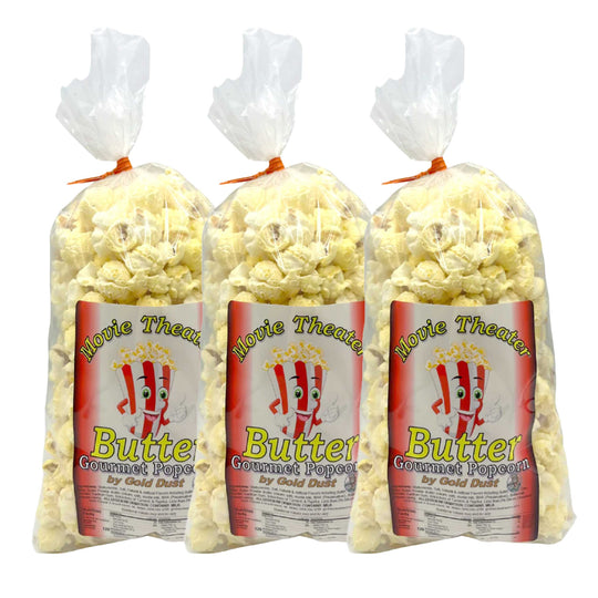 Movie Theater Butter Popcorn | Pack of 3 | 2 oz | Non-GMO | Gold Dust Kettle Corn