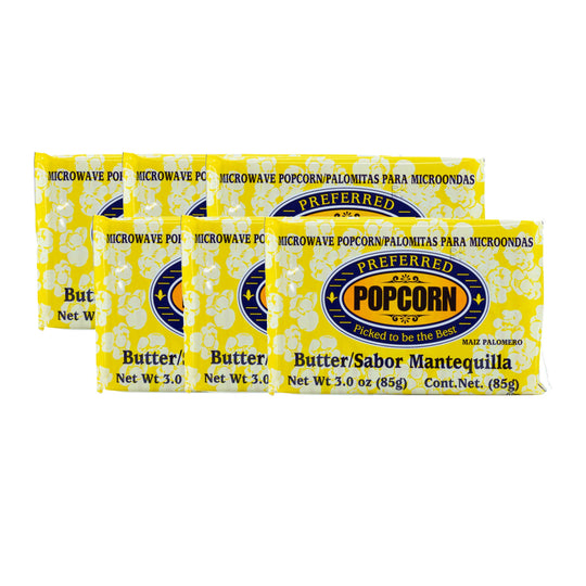 Butter Flavored Microwave Popcorn | Pack of 6 | 3 oz | Preferred Popcorn