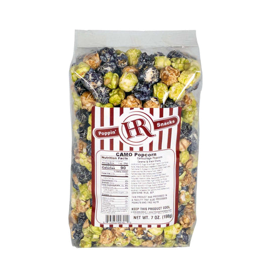 Camo Popcorn | 8 oz. | Pack of 3 | Rich, Indulgent Flavor | Just Like The Candy | Movie Night | Made in Gibbon, NE | HR Poppin' Snacks