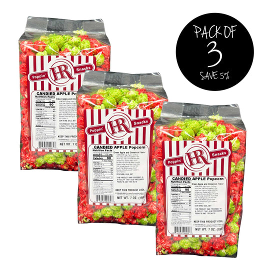 Candied Apple Popcorn | Pack of 3 | 7 oz | HR Poppin' Snacks