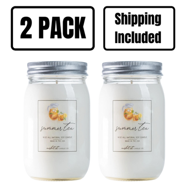 Summer Tea Candle | Market Street Candle Co | 16 oz. | Refreshing Blend Of Lemon, Bergamont, Rose, Violet Leaves, Spice, & Thyme | Creates Welcoming Atmosphere | Natural Soy Wax | Nebraska Candle | 2 Pack | Shipping Included