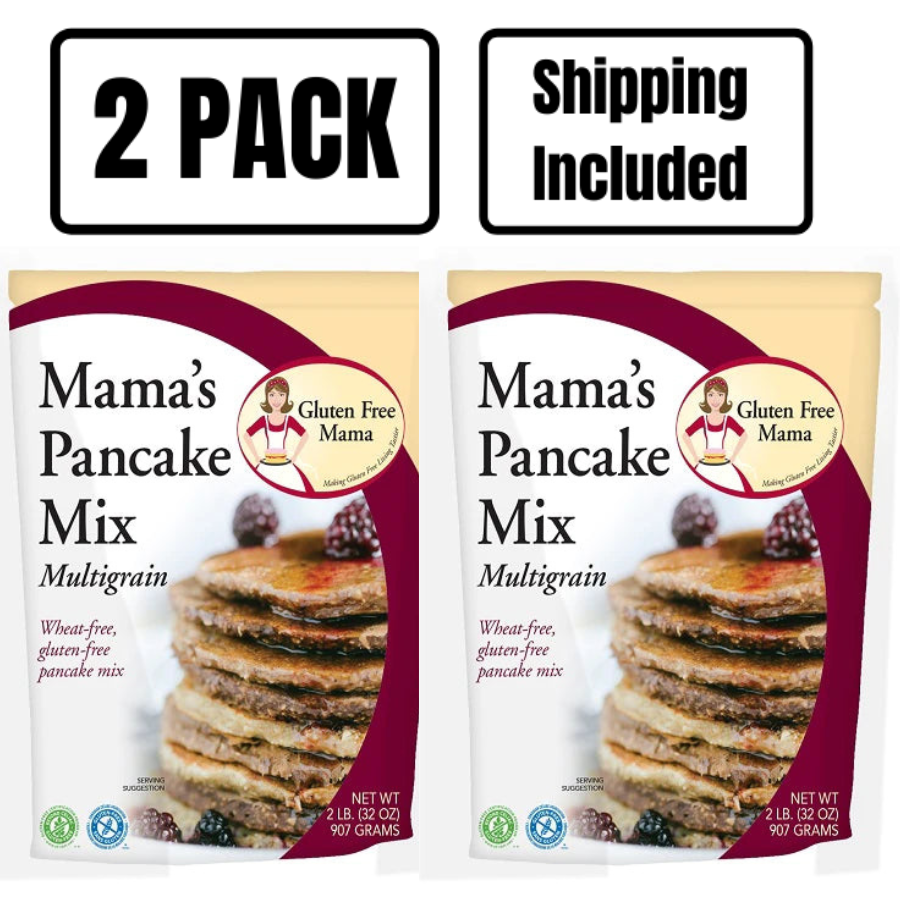 Multigrain Pancake Mix | 2lb. Bag | Gluten Free Mama's | Wheat-free, Gluten-Free Pancake Mix | Easy to Follow Recipe | Add Fruit or Spices for Extra Flavor | Perfect Breakfast Food | Light & Fluffy | 2 Pack | Shipping Included